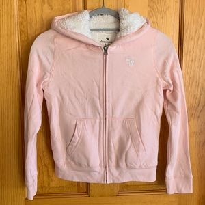 EUC Abercrombie Kids pink heavy fleece hooded sweatshirt